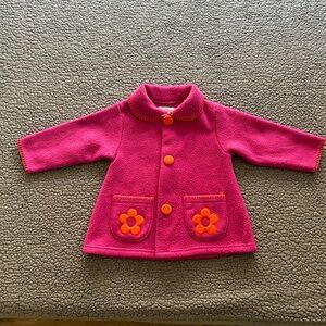 Pink Coat with Orange Flower Pockets
